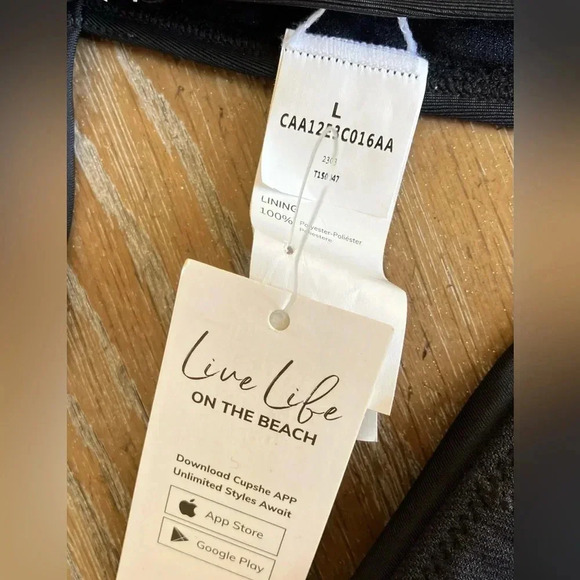 NWT Cupshe X STASSIE Crystal Waters Wrap Halter One Piece Swimsuit Black Large - Picture 6 of 6